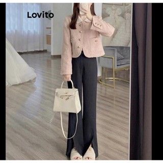 Lovito Jaqueta Casual Plissada Lisa Para Mulheres LNE39500 (Rosa)
