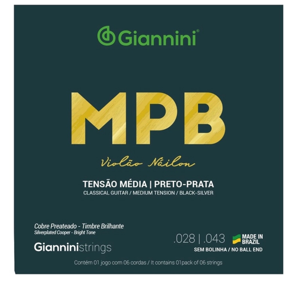 CORDAS GIANNINI PARA VIOLÃO NYLON GENWBS PRETO/PRATA