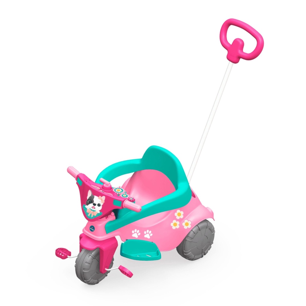 Triciclo Infantil Pink Pet Rosa 3X1 com Puxador para Crianças até 30 kg Xalingo - 07249 em Oferta na Shopee