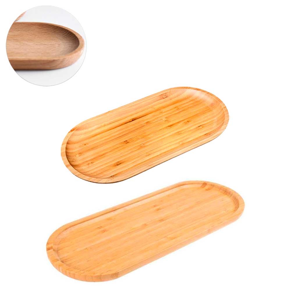 Jogo 2 Bandeja bambu decorativa ecokitchen café frios pães lanche petisco doce frutas cozinha restaurante bandeija travessa oval gamela média grande bamboo