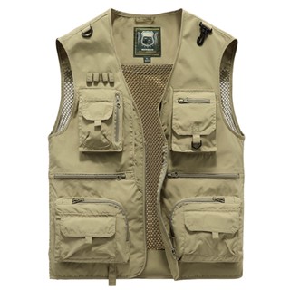 [S-5XL] Colete Masculino Primavera E Outono Nova Fotografia Pescaria De Trabalho De Bolso Múltiplo Casaco De Laboratório