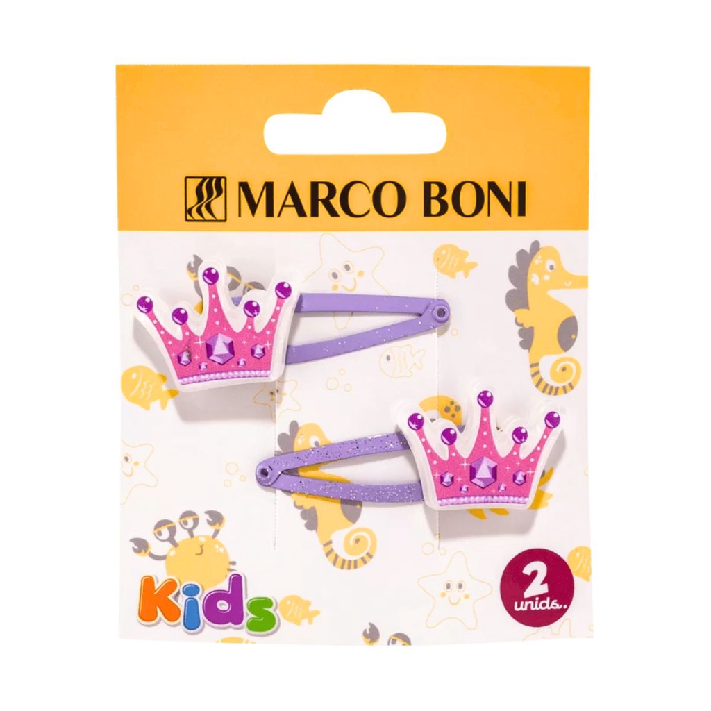 Kit 2 Presilhas Cabelo Pequena Kids Stickers Marco Boni