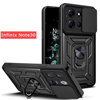 Para Infinix Note 30 VIP Pro 5G 4G Caixa Do Telefone Note30 Note30Pro Anel De Proteção Da Câmera Push-pull Slide Armadura Suporte À Prova De Choque Pára-De Borda Macia Tampa Traseira Dura PC