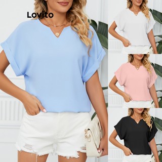 Lovito Blusa Básica Lisa Casual Para Mulheres LNL42019