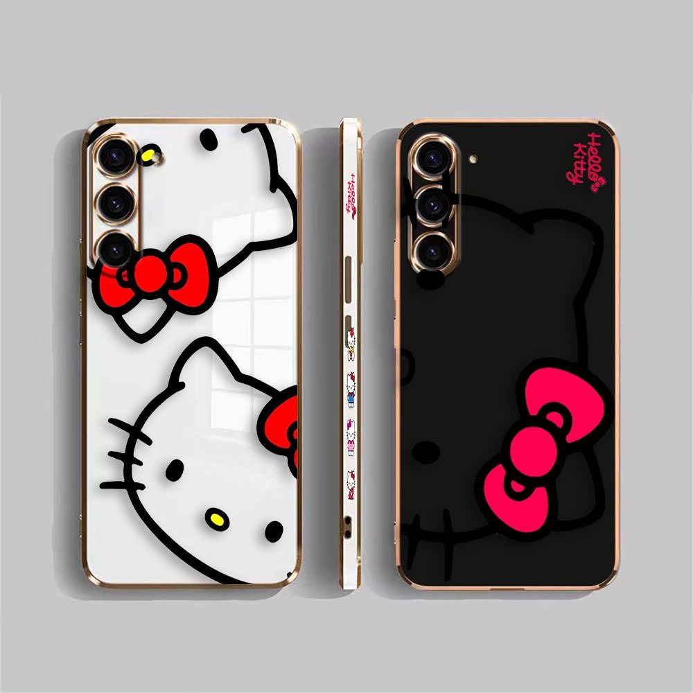 Desenho Animado Clássico Hello Kitty Linha Gato Arte Lado Impresso E-TPU Liso Estojo Para Samsung Galaxy S24 S23 S22 S21 S20 S10 S9 S30 S11 FE Nota 20 10 ULTRA PLUS LITE 5G