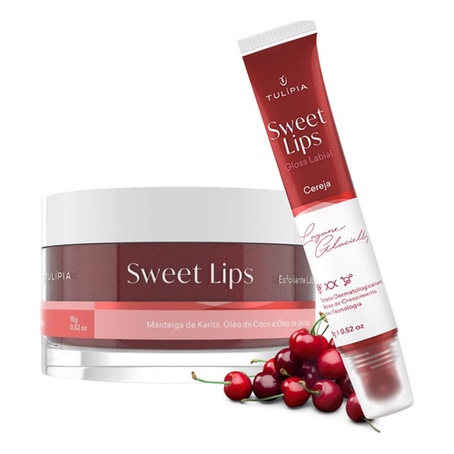 Kit Sweet Lips Gloss e Esfoliante Labial Babygloss Hidragloss Tulipia
