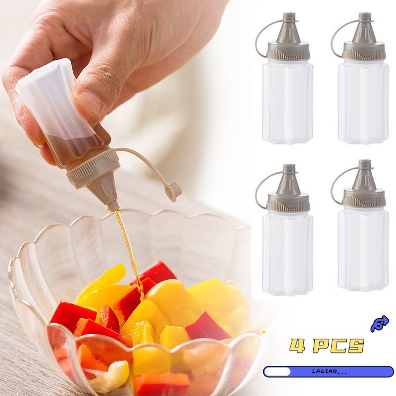 4 pcs/set Portátil Mini Tempero Molho Transparente Caixa De Tempero com Tampa Squeaker Sal Dispenser