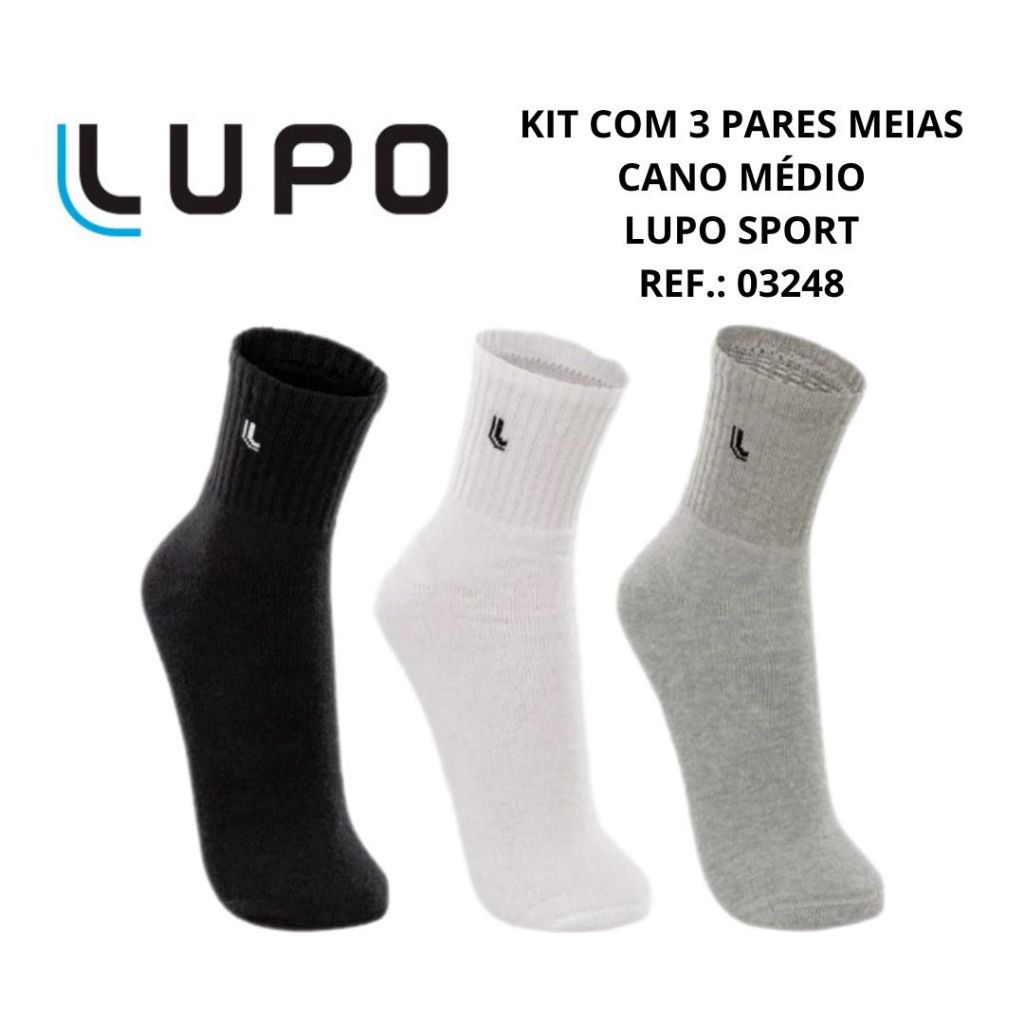 Kit com 3 pares de meias cano médio adulto Lupo Sport Ref.: 03248 em Oferta na Shopee