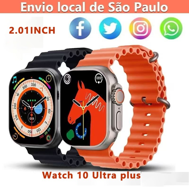 Relógio Smartwatch 49mm 10 Ultra Plus  Bluetooth Chamadas Monitor Cardíaco Esportivo Compatível Android iOS
