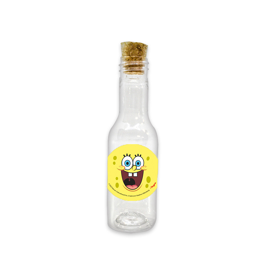 Garrafinha de Plástico 50 ml com Tampa Rolha - Festa Bob Esponja - 10 unidades - Rizzo