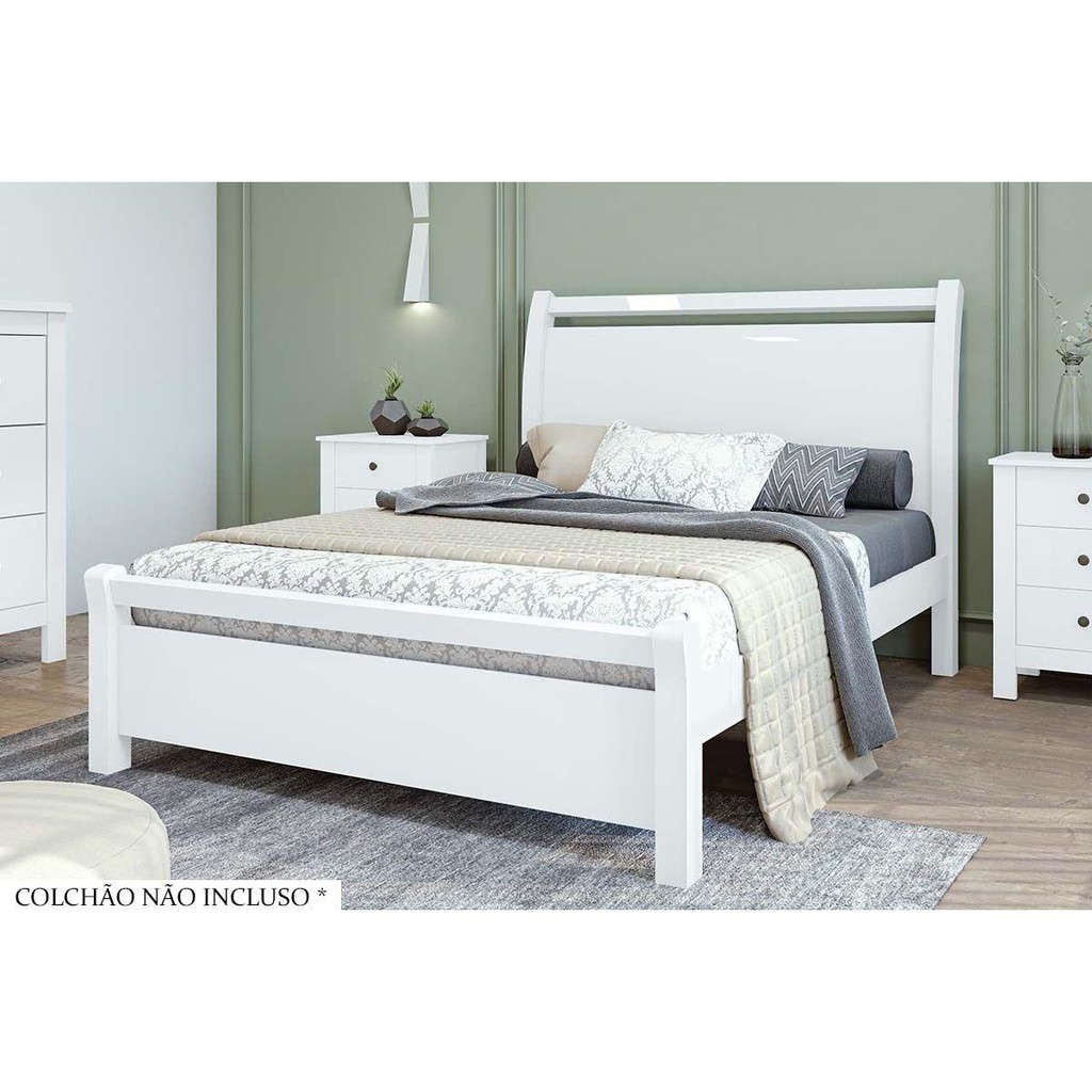 Cama de Casal Reali Branco - Lopas - Home & Living
