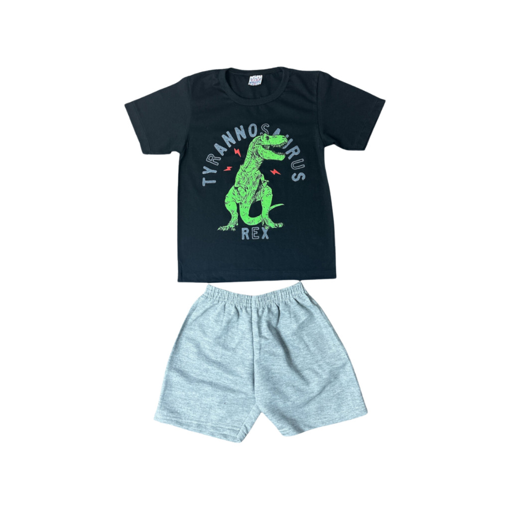Conjunto Infantil Menino 1 Camisa + 1 Shorts Coleção Estampada Tamanho 1 ao 14
