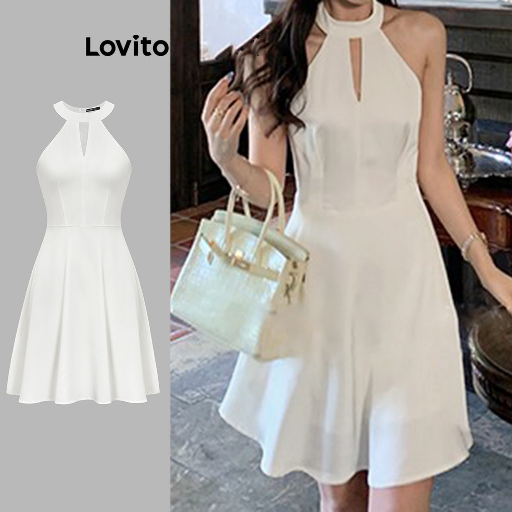 Lovito Casual Vestido Feminino Liso Plissado Cut Out L83ED353 - Women Clothes