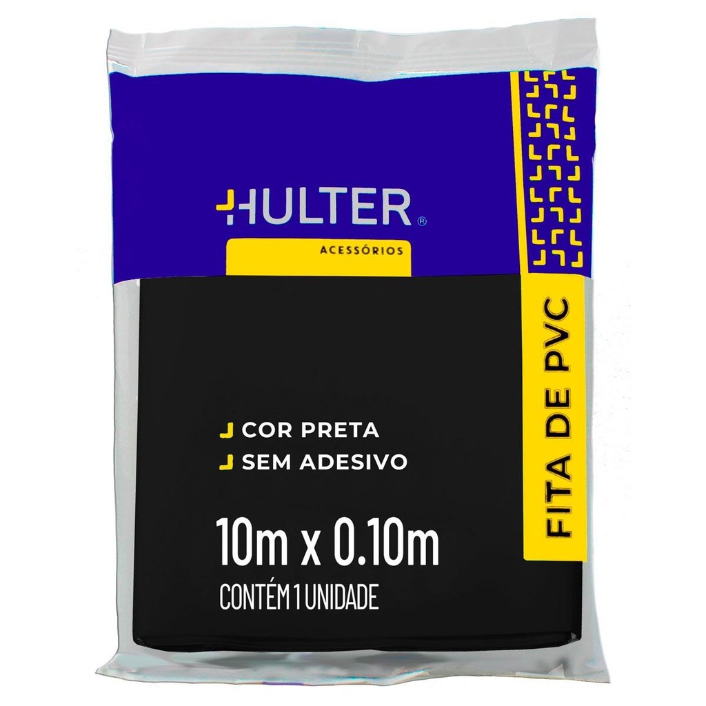 Fita PVC sem Adesivo Hulter 100X10m Preta HT110PA - Home & Living