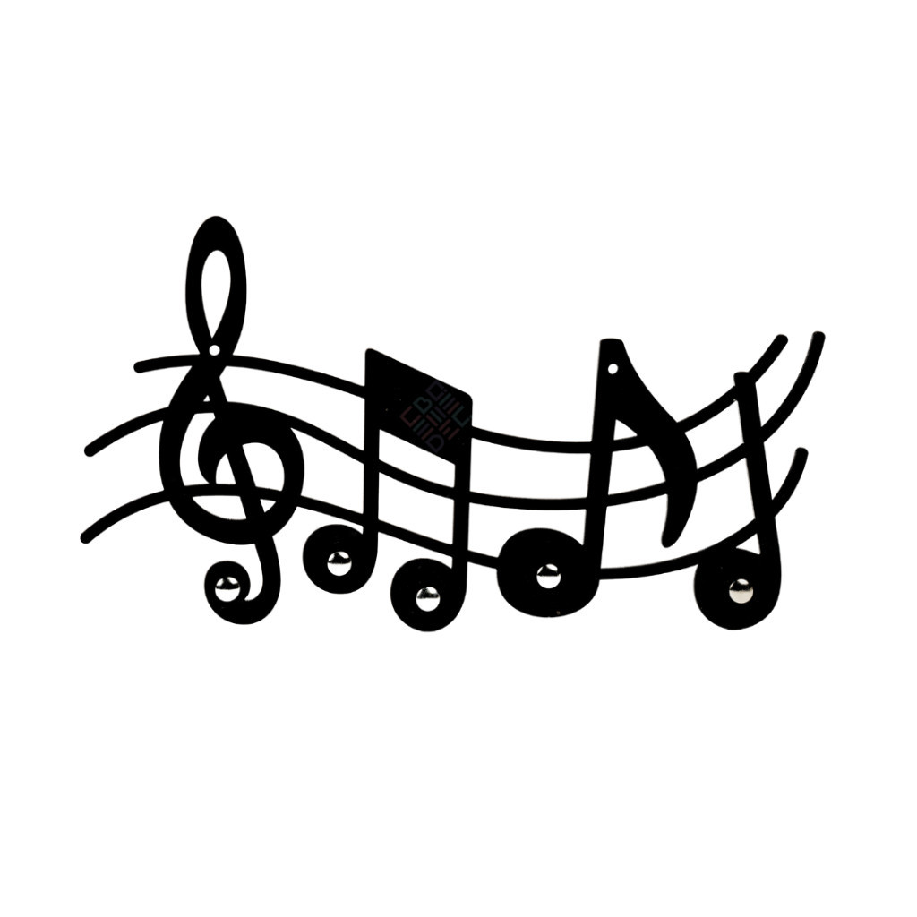 Porta Chaves de Madeira Grande Moderno Decorativo de Parede para Sala Notas Musicais Chaveiro