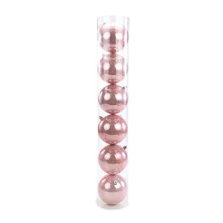 Bola de Natal em Tubo - Perolado Rose Gold - 10cm - 6 unidades - Cromus - Rizzo
