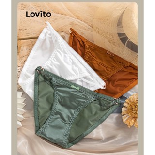 Lovito Casual Calcinha Feminina Lisa Básica LNA24044 (Branco/Preto)
