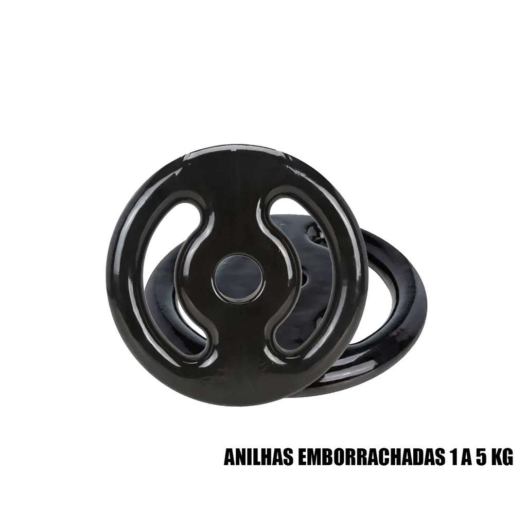 Anilhas 1 a 5Kg Emborrachada (1 Un) Treino em Casa Musculação Academia Funcional Peso Para Braço