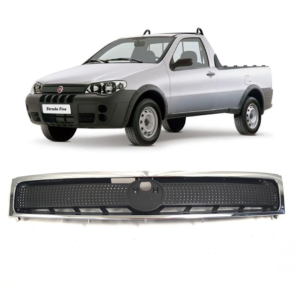 Grade Cromada Preta Fiat Strada 2004 2005 2006 2007 2008 2009