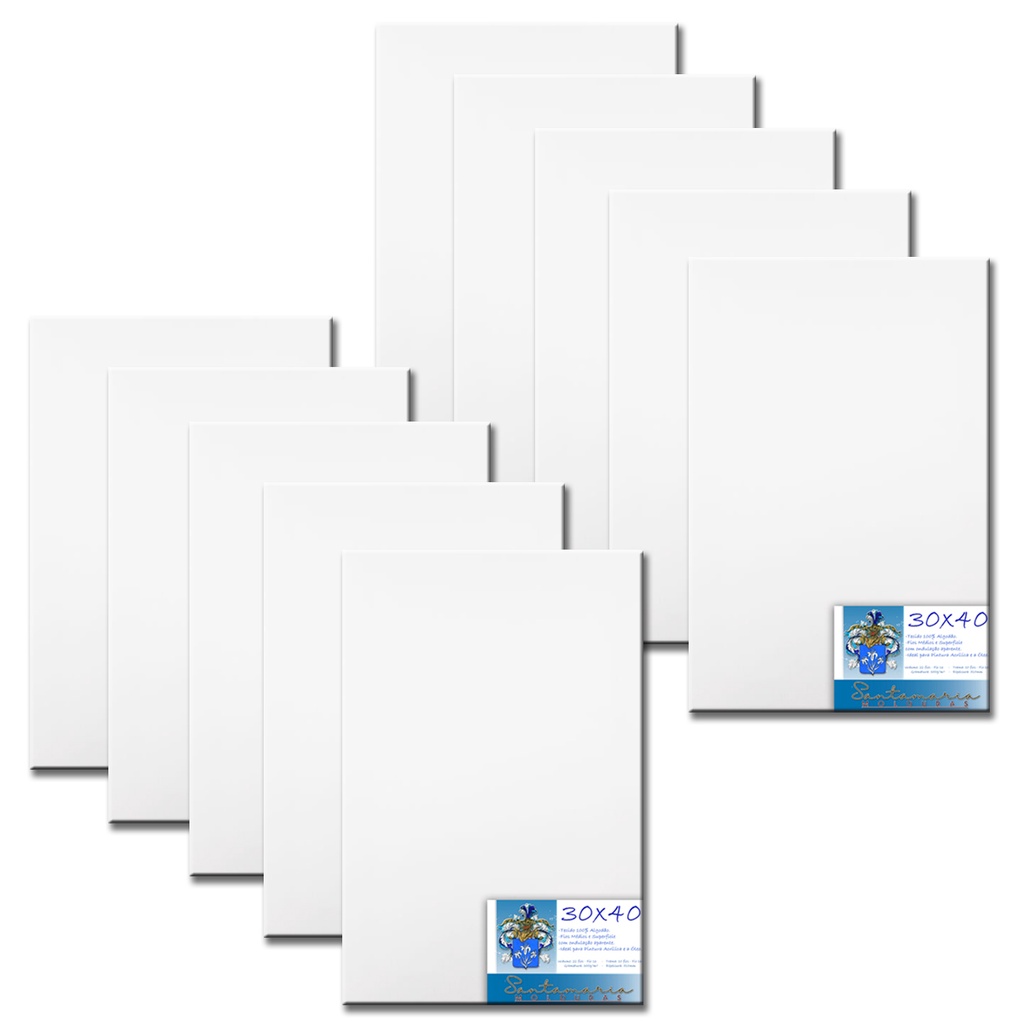 Kit 10 Telas De Pintura 30x40 Prontas Para Uso 100% Algodão