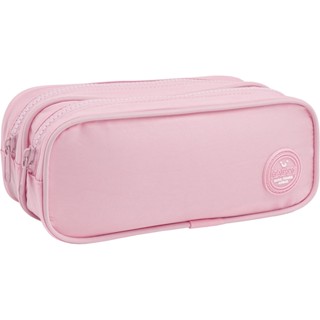 Estojo Duplo Grande Happy Liso Rosa Academie -Tilibra