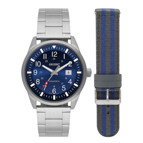 RELÓGIO ORIENT MASCULINO PRATEADO + Pulseira  MBSS1452 D2SX