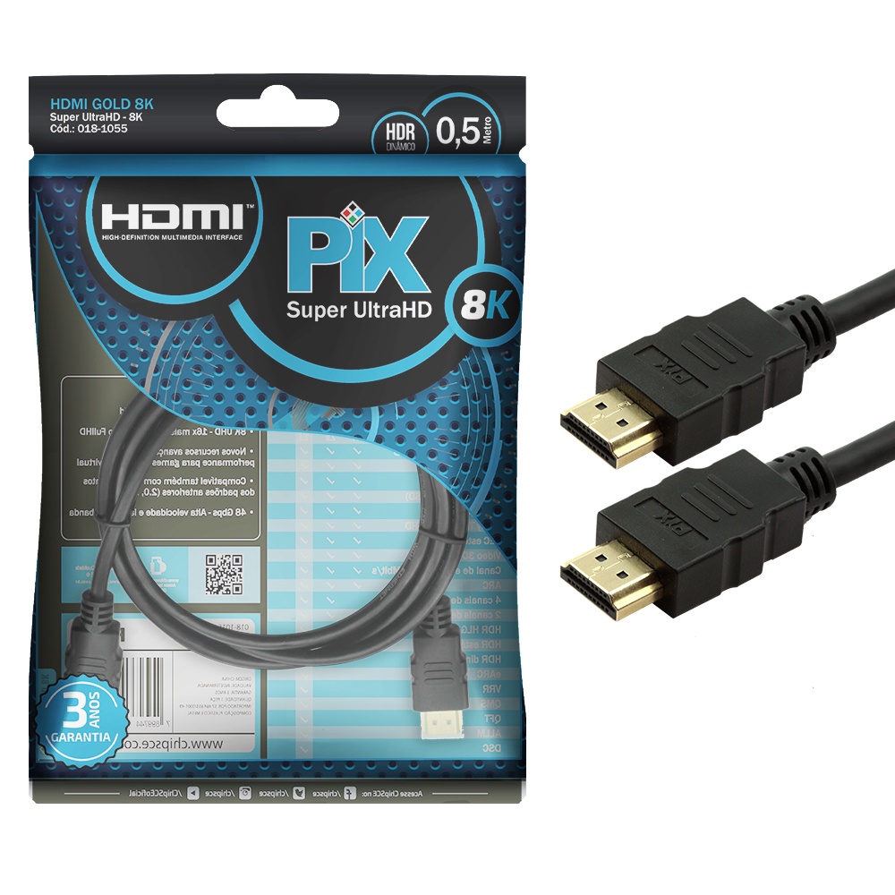 Cabo Hdmi Premium 2.1 - 50cm 4k 144hz 8k 120hz 48g Gamer