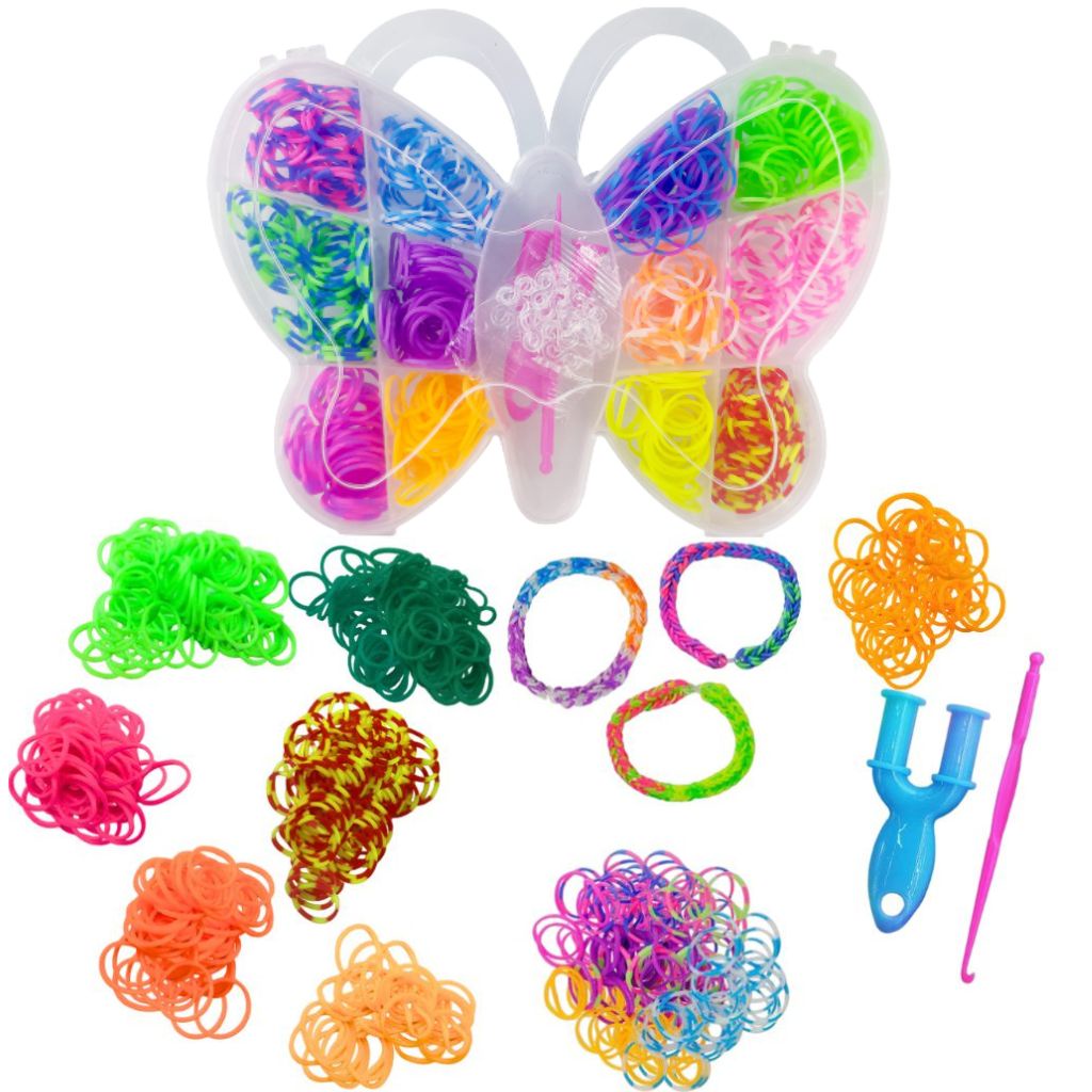 Conjunto Fazer Pulseiras Biju Collection Elástico Pocke Estojo De Borboleta 6695 DM Toys - Stationery