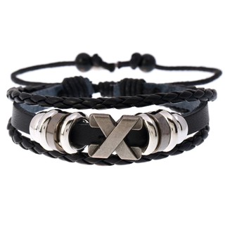 Vintage Fashion Hip Hop Beaded Multi Layered Leather Versátil Pulseira Masculina De Comprimento Ajustável 18CM ~ 23CM