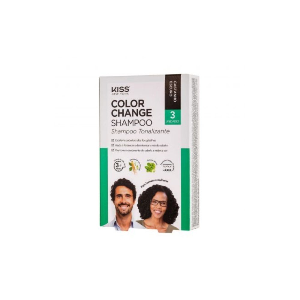 Shampoo Tonalizante Kiss NY Castanho Escuro C/3