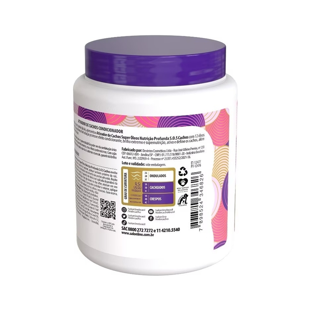 Detalhes do Ativador de Cachos SOS Cachos Super Óleos Salon Line 1kg