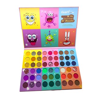 Paleta De Maquiagem Bob Esponja 54 Cores Sombra De Olho Com Glitter Perolado Matte Multicolor