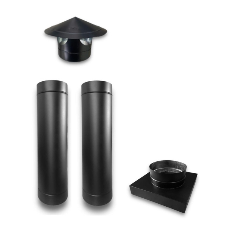 kit chaminé 200mm para churrasqueira pré moldada 30x30 na cor preta (4 peças)