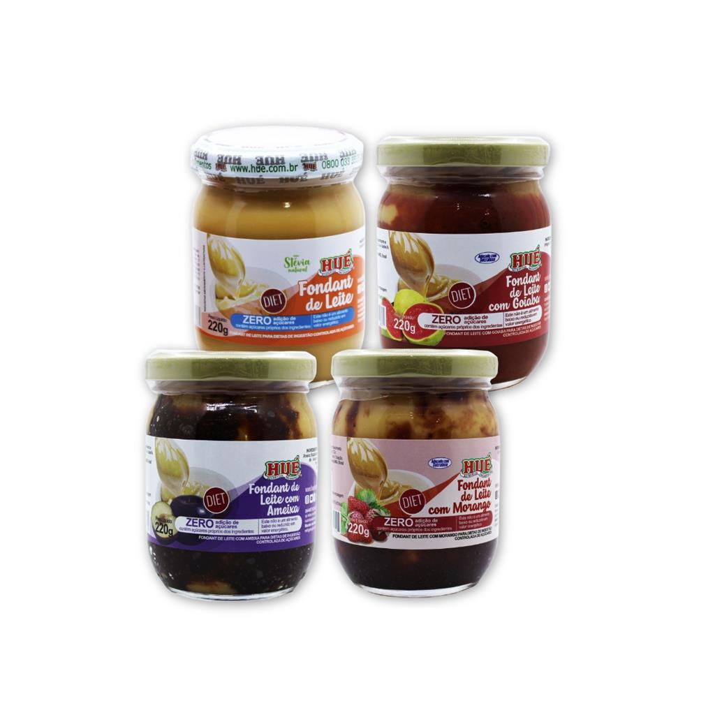 KIT DIET HUE FONDANT DE LEITE DIET SABORES (DOCE) COM 4 UND