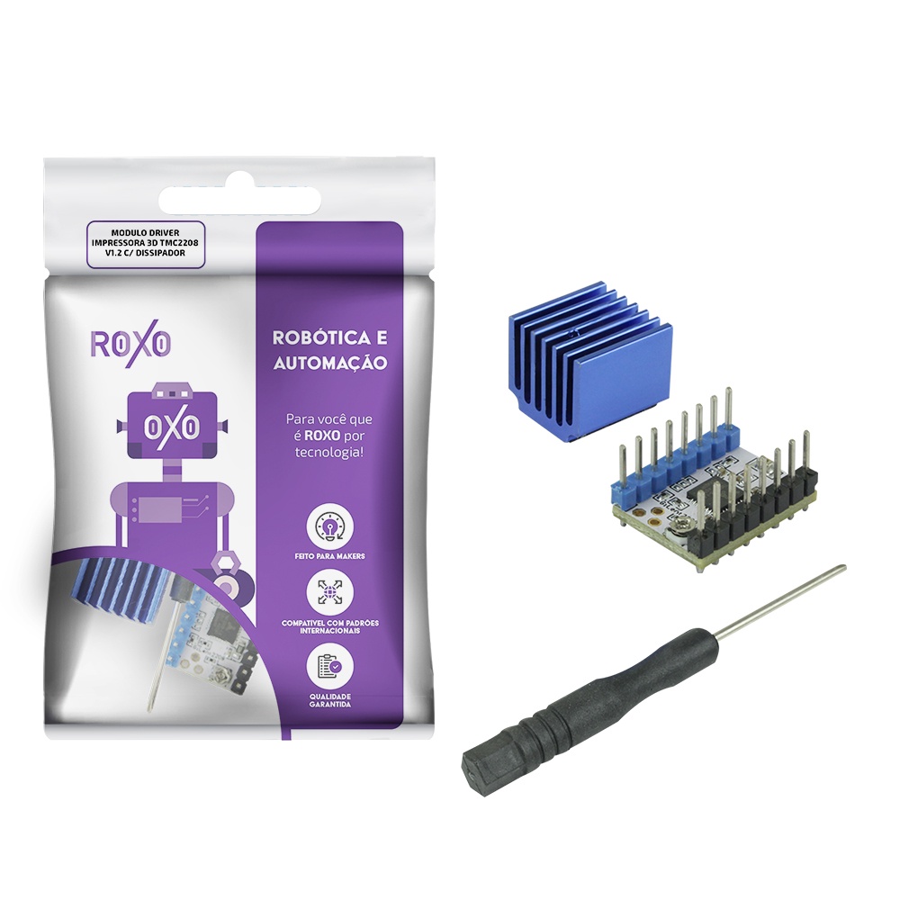 Módulo Driver Impressora 3D TMC2208 V1.2 Dissipador - RoXo