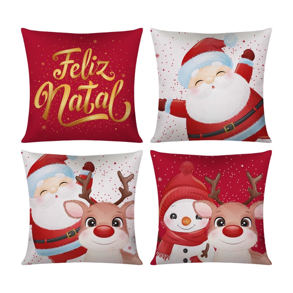 Kit c/ 4 Capas de Almofada Decorativas Modern Print Natal - Natal Noel
