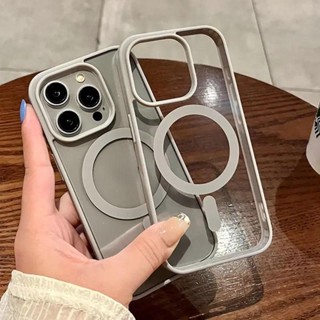 Estojo De Luxo Para Telefone Magnético Fosco De Titânio natural iPhone 15 14 12 11 13 Pro Max Plus Com Carga magsafe Transparente