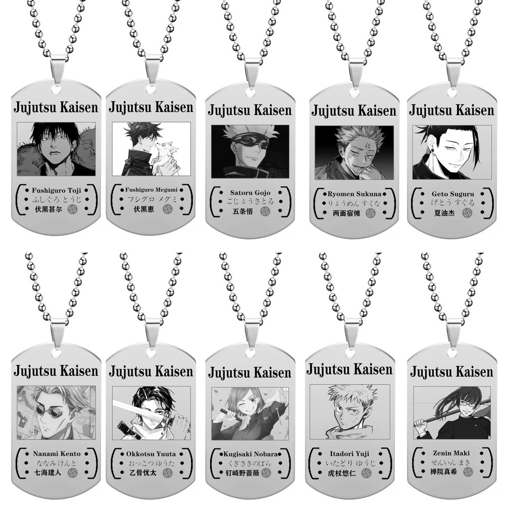 Anime Jujutsu Kaisen Necklace Satoru Gojo Geto Suguru Ryomen Sukuna Pingente De Aço Inoxidável Moda Homem Mulher Cosplay Acessório