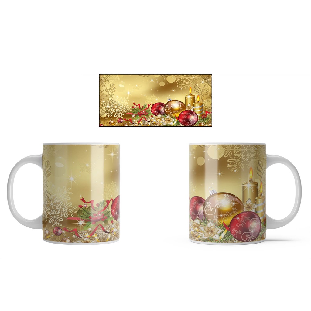 Caneca Branca Porcelana Divertida Natal Classica Estilo 3