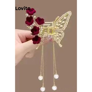 Lovito Casual Presilha de Cabelo Feminina Lisa de Borboleta LFA01015 (Dourado)