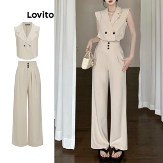 Lovito Casual Conjunto Feminino Liso de Calça com Bolso L68ED124 (Blusa/Conjunto/Calça)