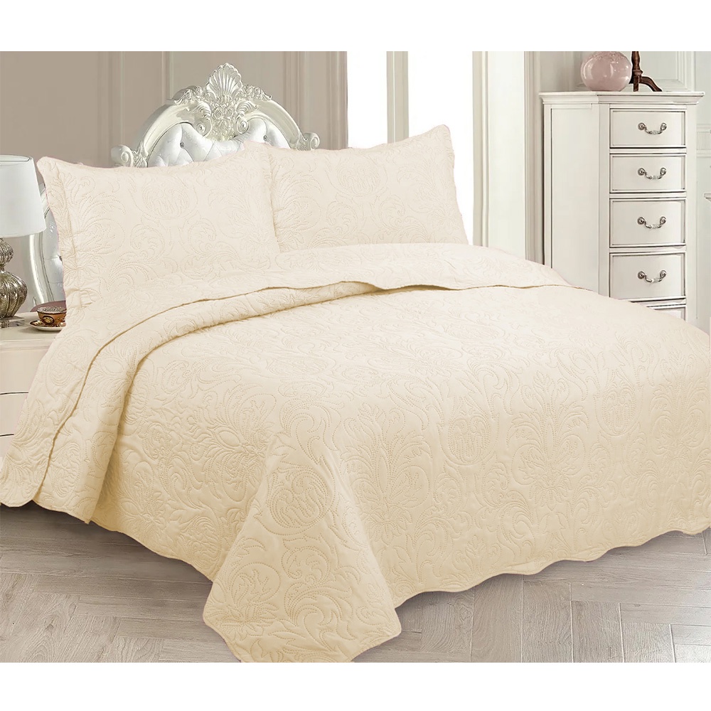 Colcha Casal Cobre Leito 3 Peças Matelada King Jazmini Kit Cama Queen Solteiro Percal 200 Fios Dupla Face Conforto Luxo