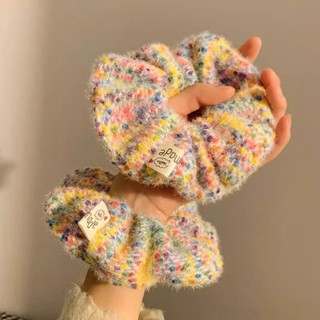 Cor Do Arco-Íris Macio Doce Meninas Grandes Scrunchies Anel De Cabelo Corda Gravatas Borracha