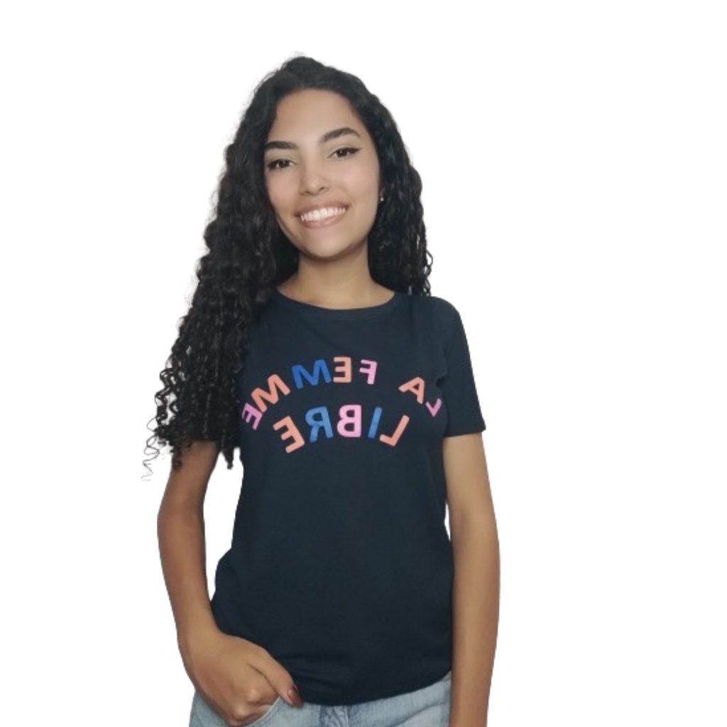 Blusa T-shirt Azul Com Estampa Escrita Moda Evangelica