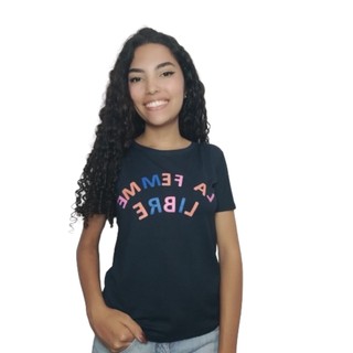 Blusa T-shirt Azul Com Estampa Escrita Moda Evangelica