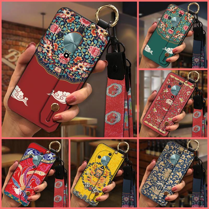 Wristband Chinese style Phone Case For Honor X9b Durable protective Back Cover Fashion Design Lanyard Anti-knock Wrist Strap