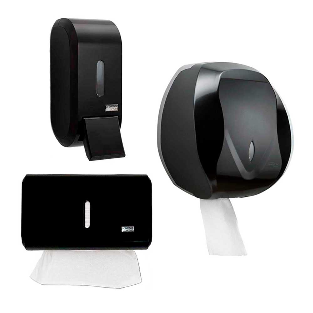 Jogo 1 porta papel toalha toalheiro + 1 dispenser sabonete líquido álcool gel saboneteira + 1 suporte papel higiênico rolao banheiro