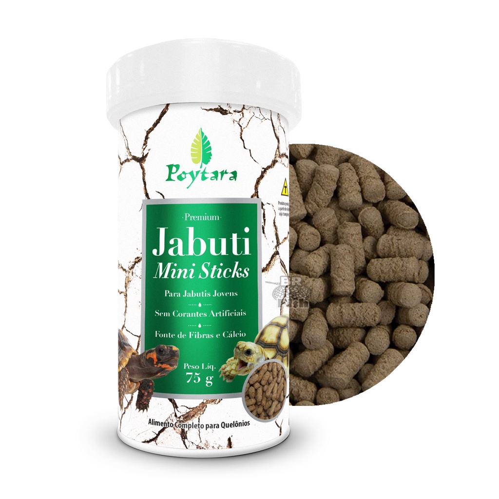 Ração Poytara Jabuti Mini Sticks Tartarugas Filhotes 75g