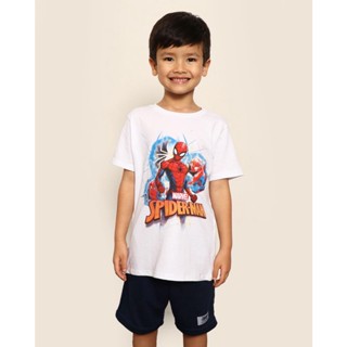 Camiseta Infantil Menino Manga Curta Marvel Homem Aranha Com Estampa Branca