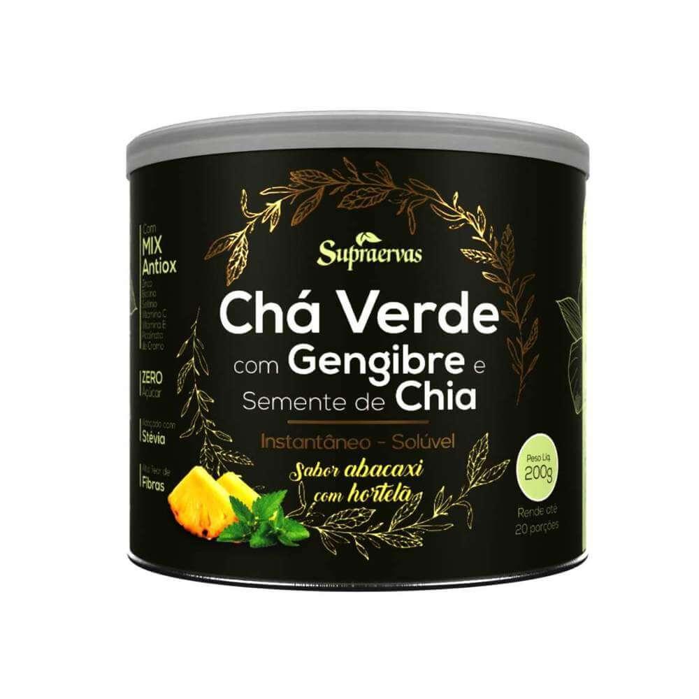 Chá Verde Solúvel com Gengibre e Semente de Chia 200 g - Lata produto natural em promocao